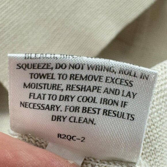 Eileen Fisher Cream Button Front Cardigan Womens L Silk-Cotton Blend Long Sleeve - Picture 5 of 7